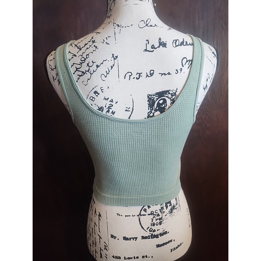 Aeropostale Seriously Soft Green thermal snap Cropped Tank top Women's Medium M - Picture 3 of 4